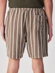 Maro - Textured Stripe Drawstring Waist Shorts - Imaginea 3 din 6