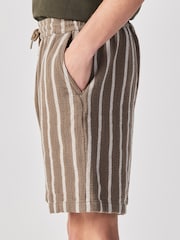 Maro - Textured Stripe Drawstring Waist Shorts - Imaginea 4 din 6