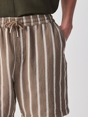 Maro - Textured Stripe Drawstring Waist Shorts - Imaginea 6 din 6