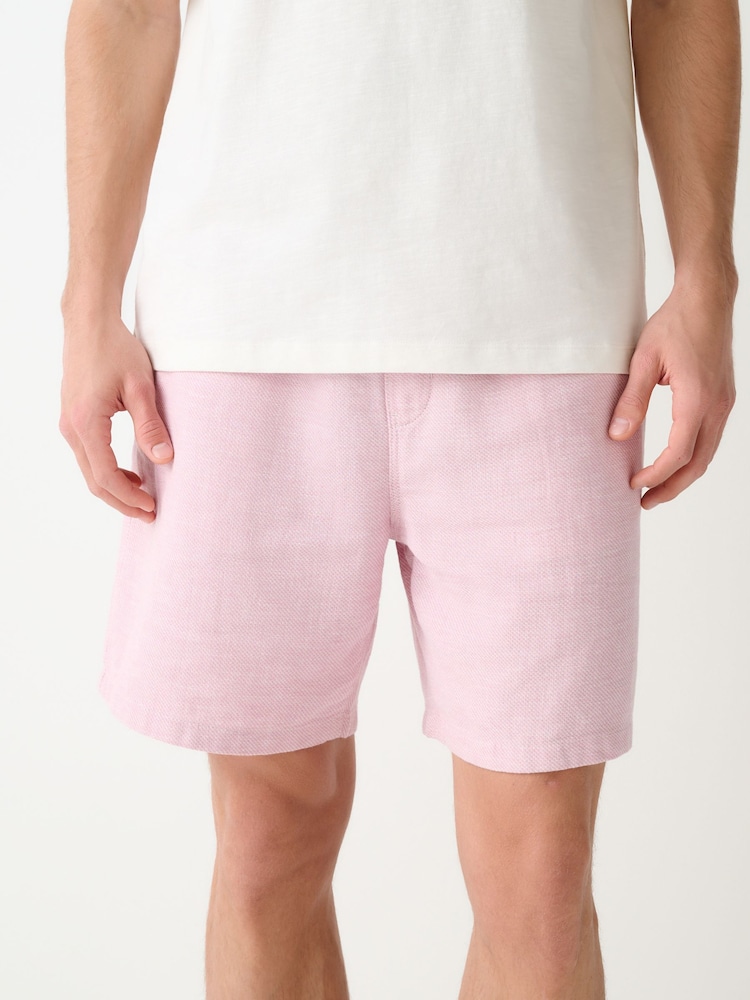Pink Linen Blend Elasticated Waist Shorts - Image 1 of 6