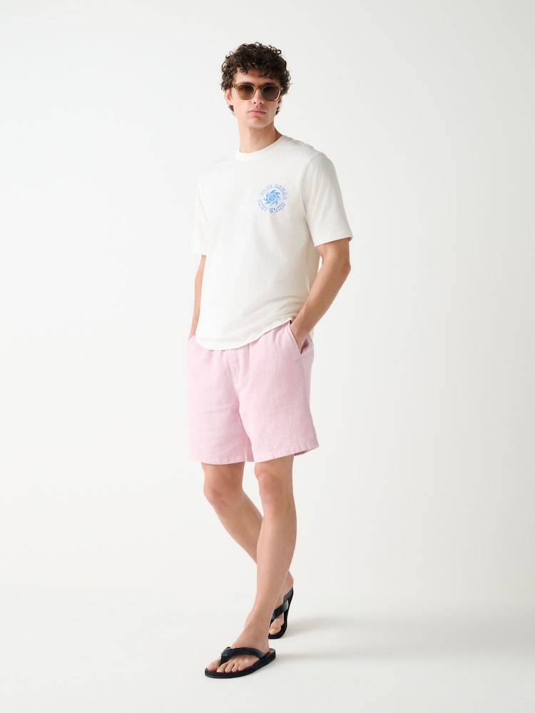 Pink Linen Blend Elasticated Waist Shorts - Image 2 of 6