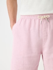Pink Linen Blend Elasticated Waist Shorts - Image 3 of 6