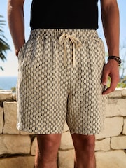 Monochrome Crochet Drawstring Waist Shorts - Image 1 of 7