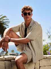 Monochrome Crochet Drawstring Waist Shorts - Image 7 of 7