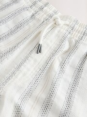 Monochrome Textured Elasticated Waist Cotton Shorts - Image 10 of 11
