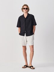 Monochrome Textured Elasticated Waist Cotton Shorts - Image 2 of 11