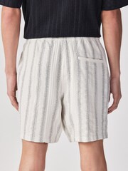 Monochrome Textured Elasticated Waist Cotton Shorts - Image 3 of 11