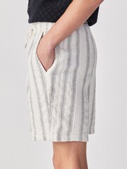 Monochrome Textured Elasticated Waist Cotton Shorts - Image 4 of 11