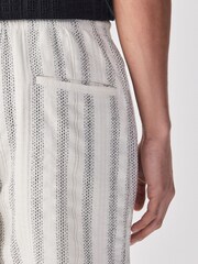 Monochrome Textured Elasticated Waist Cotton Shorts - Image 5 of 11