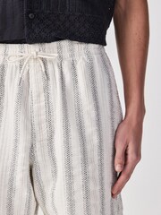 Monochrome Textured Elasticated Waist Cotton Shorts - Image 6 of 11