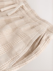 Neutral Textured Check Drawstring Waist Shorts - Image 10 of 10