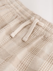 Neutral Textured Check Drawstring Waist Shorts - Image 7 of 10