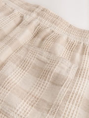 Neutral Textured Check Drawstring Waist Shorts - Image 9 of 10