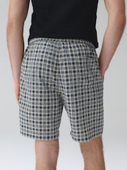 Navy/Ecru Textured Check Drawstring Shorts - Image 2 of 9