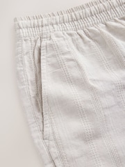 Neutral Elasticated Waist Linen Rich Textured Shorts - Image 10 of 11