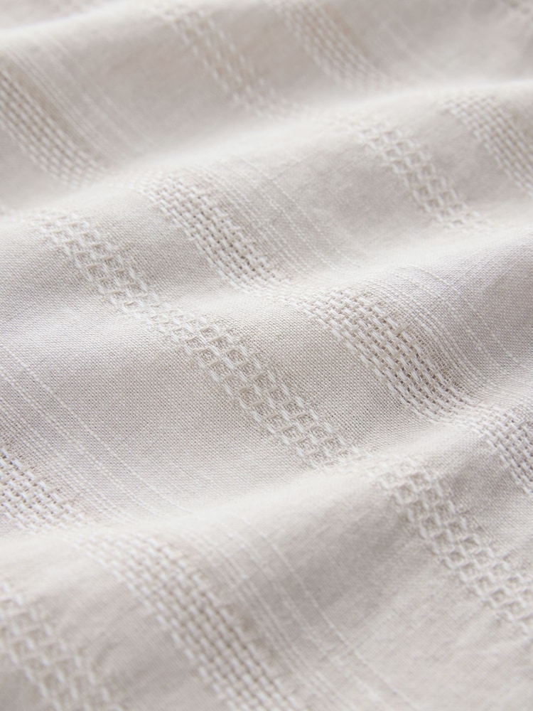 Neutral Elasticated Waist Linen Rich Textured Shorts - Image 11 of 11