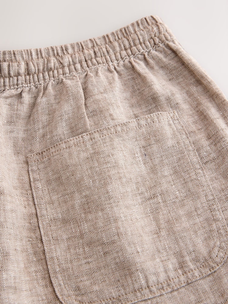 Neutral Heavyweight Linen Drawstring Waist 7 Inch Shorts - Image 10 of 10
