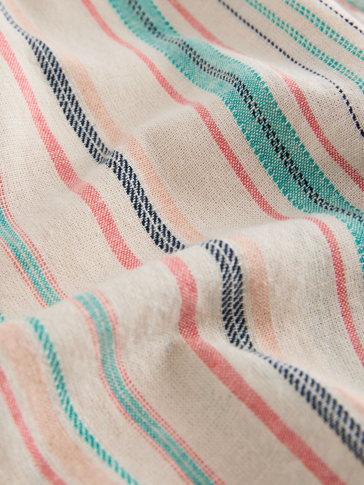 Multi Stripe Elasticated Waist Linen Blend Shorts - Image 10 of 10