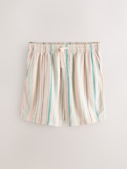Multi Stripe Elasticated Waist Linen Blend Shorts - Image 7 of 10