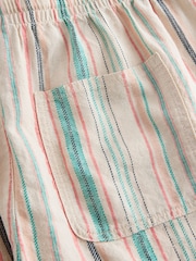 Multi Stripe Elasticated Waist Linen Blend Shorts - Image 9 of 10
