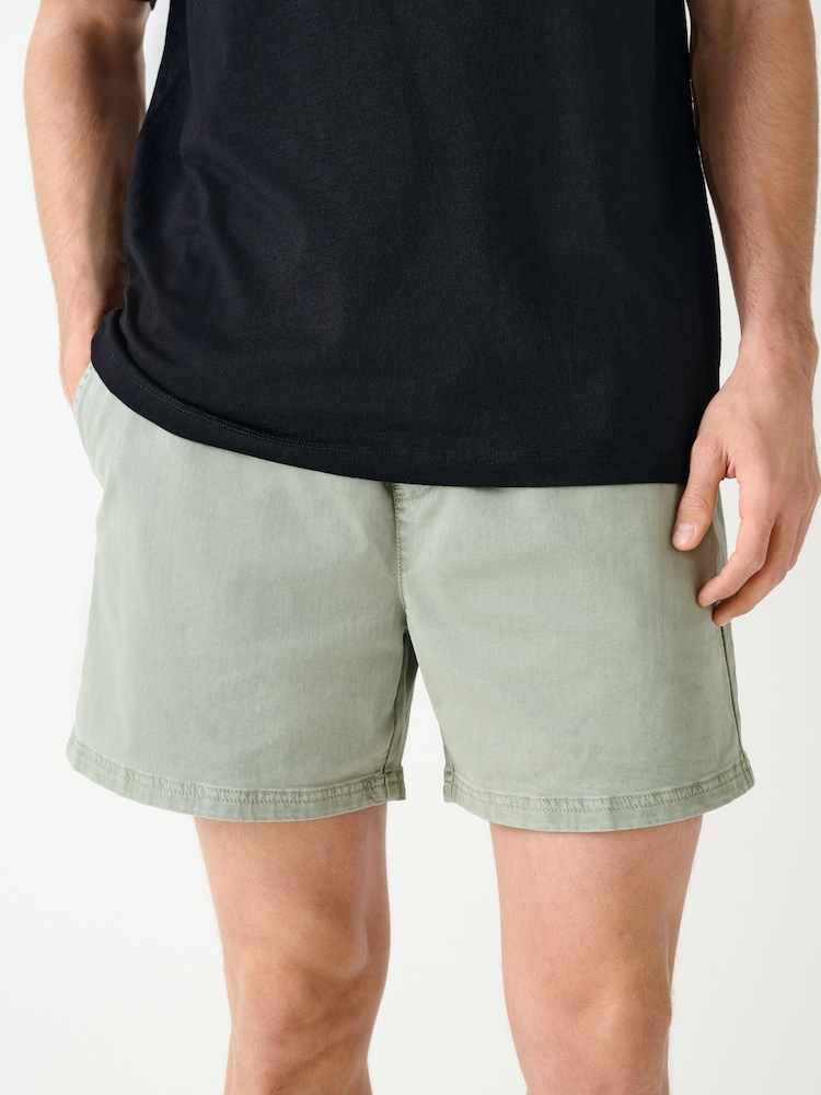 Green Garment Dyed Drawstring Waist Shorts - Image 1 of 6