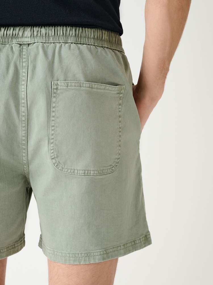 Green Garment Dyed Drawstring Waist Shorts - Image 6 of 6