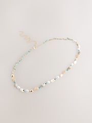 Gold/Blue Skinny Shell Chain Belt - Image 1 of 3