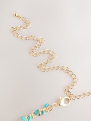 Gold/Blue - Skinny Shell Chain Belt - Attēls 8 no 8