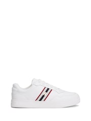 Tommy Hilfiger White Webbing Stripe Leather Cupsole Trainers - Image 2 of 6