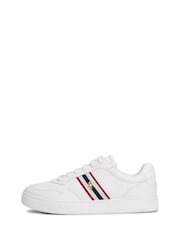 Tommy Hilfiger White Webbing Stripe Leather Cupsole Trainers - Image 3 of 6