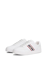 Tommy Hilfiger White Webbing Stripe Leather Cupsole Trainers - Image 4 of 6