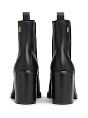 Tommy Hilfiger Black Leather Square Toe Chelsea Block Heels - Image 6 of 6
