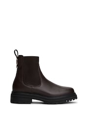 Tommy Hilfiger Brown Pebble Grain Leather Chelsea Boots - Image 1 of 6