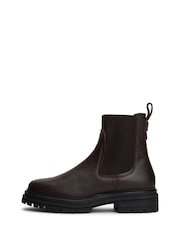 Tommy Hilfiger Brown Pebble Grain Leather Chelsea Boots - Image 2 of 6