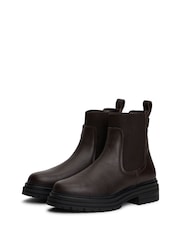 Tommy Hilfiger Brown Pebble Grain Leather Chelsea Boots - Image 3 of 6
