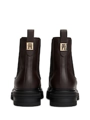 Tommy Hilfiger Brown Pebble Grain Leather Chelsea Boots - Image 4 of 6