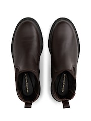 Tommy Hilfiger Brown Pebble Grain Leather Chelsea Boots - Image 5 of 6
