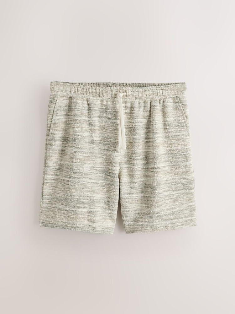 ירוק חאקי - Textured Jersey Slub Shorts - תמונה 1 מתוך 3