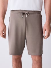 Light Brown Straight Fit Zip Pocket Jersey Shorts - Image 1 of 8