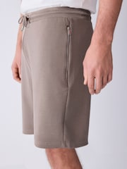 Light Brown Straight Fit Zip Pocket Jersey Shorts - Image 4 of 8