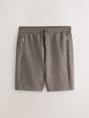 Light Brown Straight Fit Zip Pocket Jersey Shorts - Image 5 of 8