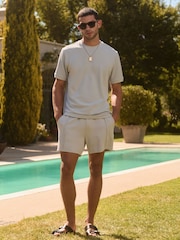 Light Blue Jersey Textured Short Shorts - Image 2 of 9