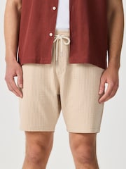 Neutral - Textured Seersucker Stripe Short Shorts - Imaginea 1 din 8
