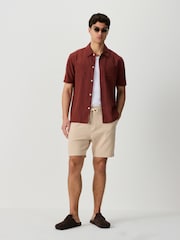 Neutral - Textured Seersucker Stripe Short Shorts - Imaginea 2 din 8