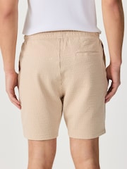 Neutral - Textured Seersucker Stripe Short Shorts - Imaginea 3 din 8