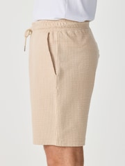 Neutral - Textured Seersucker Stripe Short Shorts - Imaginea 4 din 8