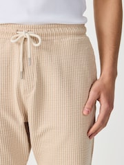 Neutral - Textured Seersucker Stripe Short Shorts - Imaginea 5 din 8