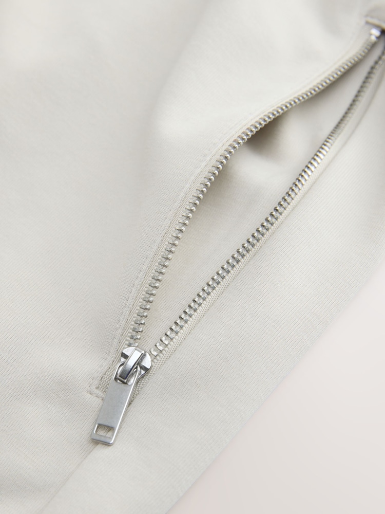 Piatră - Croi drept - Pantaloni scurți din tricot cu buzunare cu fermoar - Imaginea 9 din 9