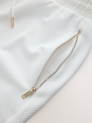 White Textured Jersey Zip Pocket Shorts - Image 10 of 10
