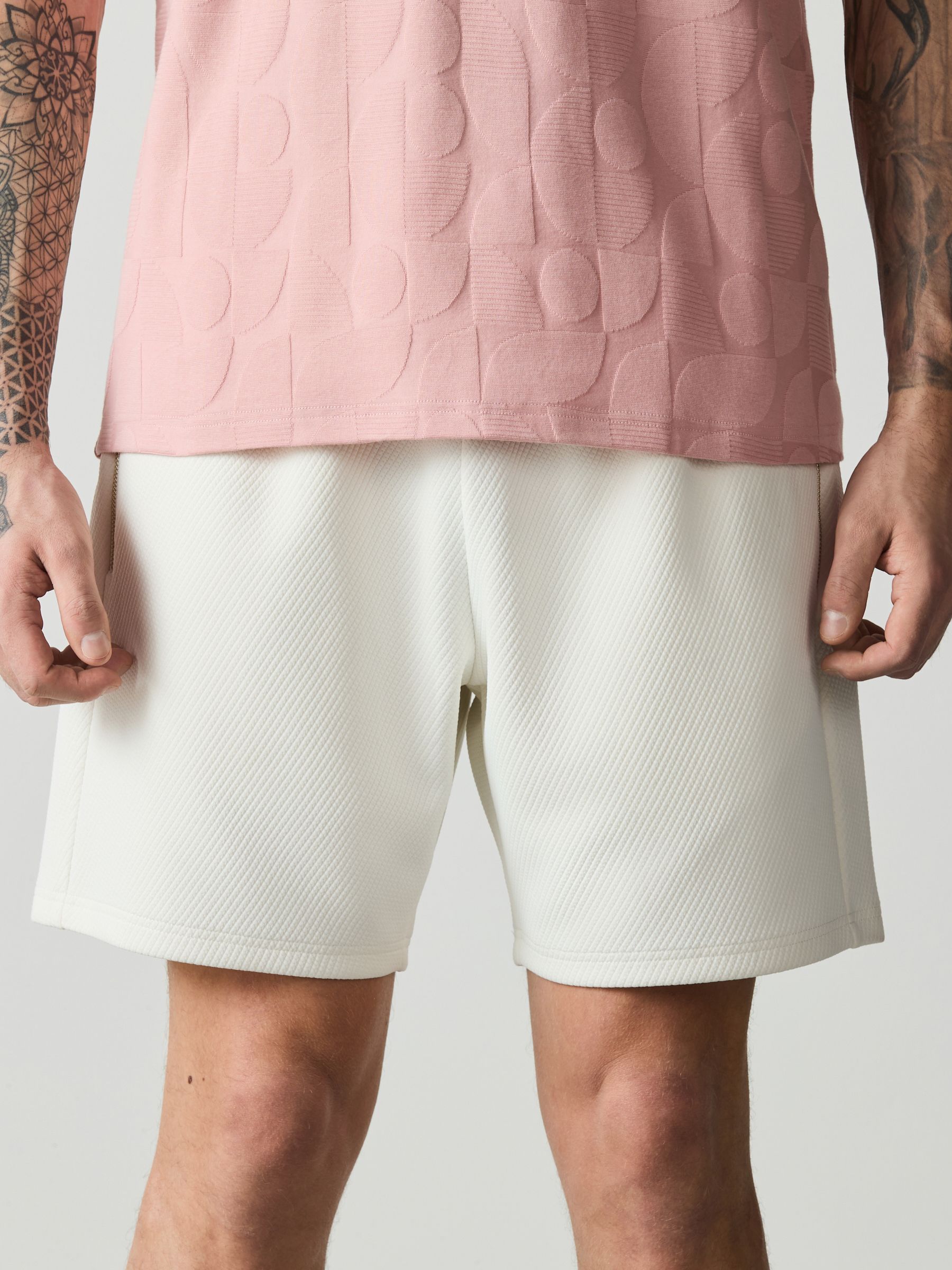 Buy White Textured Jersey Zip Pocket 7 Inch Shorts from Next USA